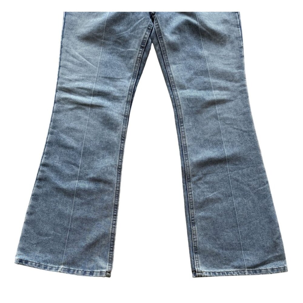 Express Jeans Hipster Flare Womens Denim Pants Size 5/6S (short) Front Seam Blue - Picture 3 of 6